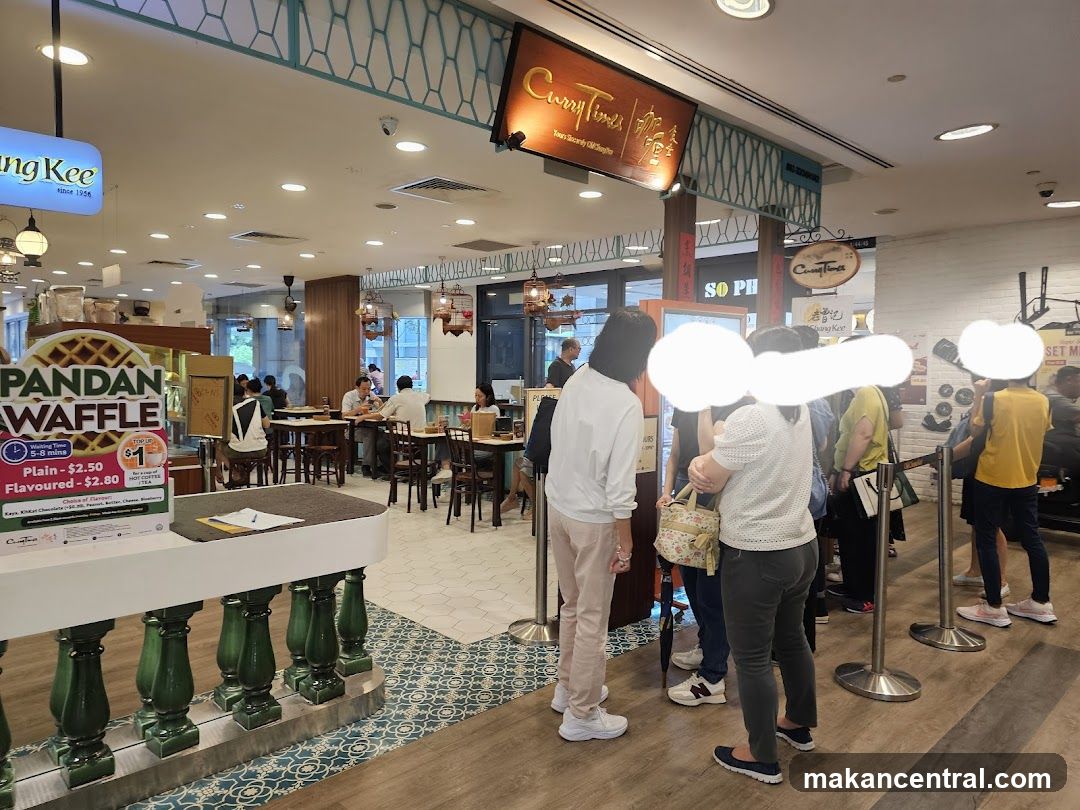 Interior of food court with multiple stalls