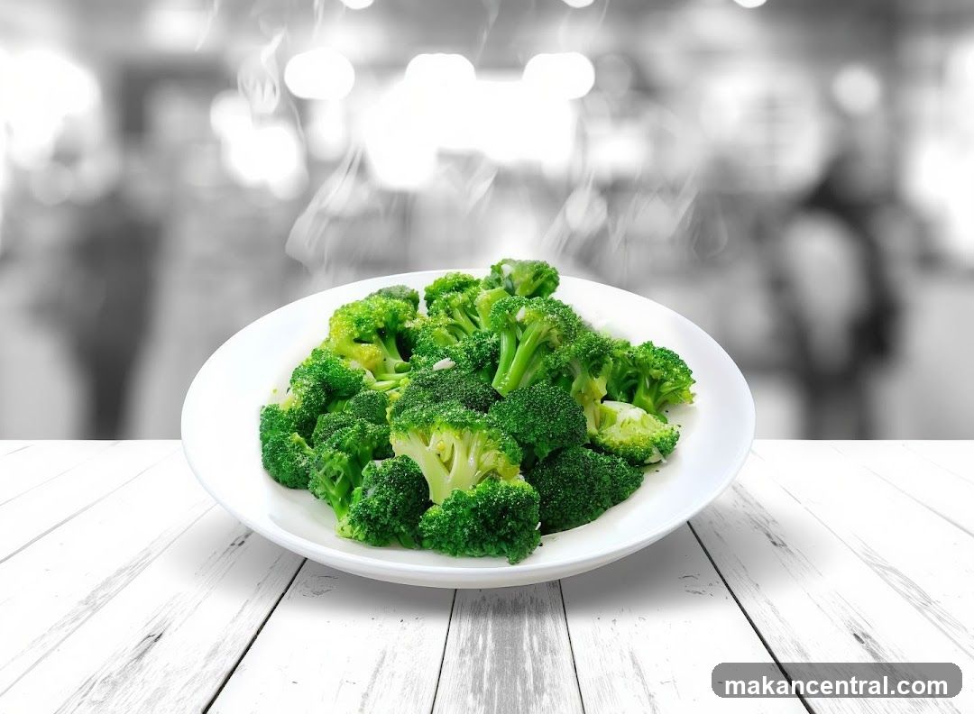 Steamed Broccoli on Plate