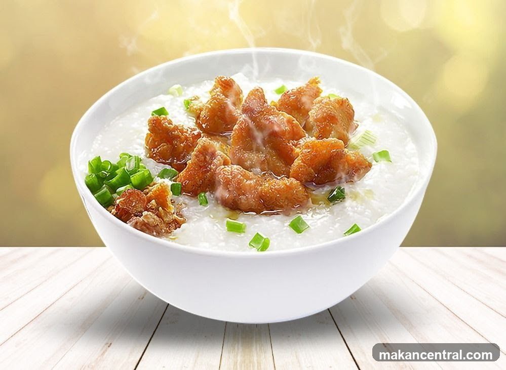 Hot Rice Porridge with Fried Chicken