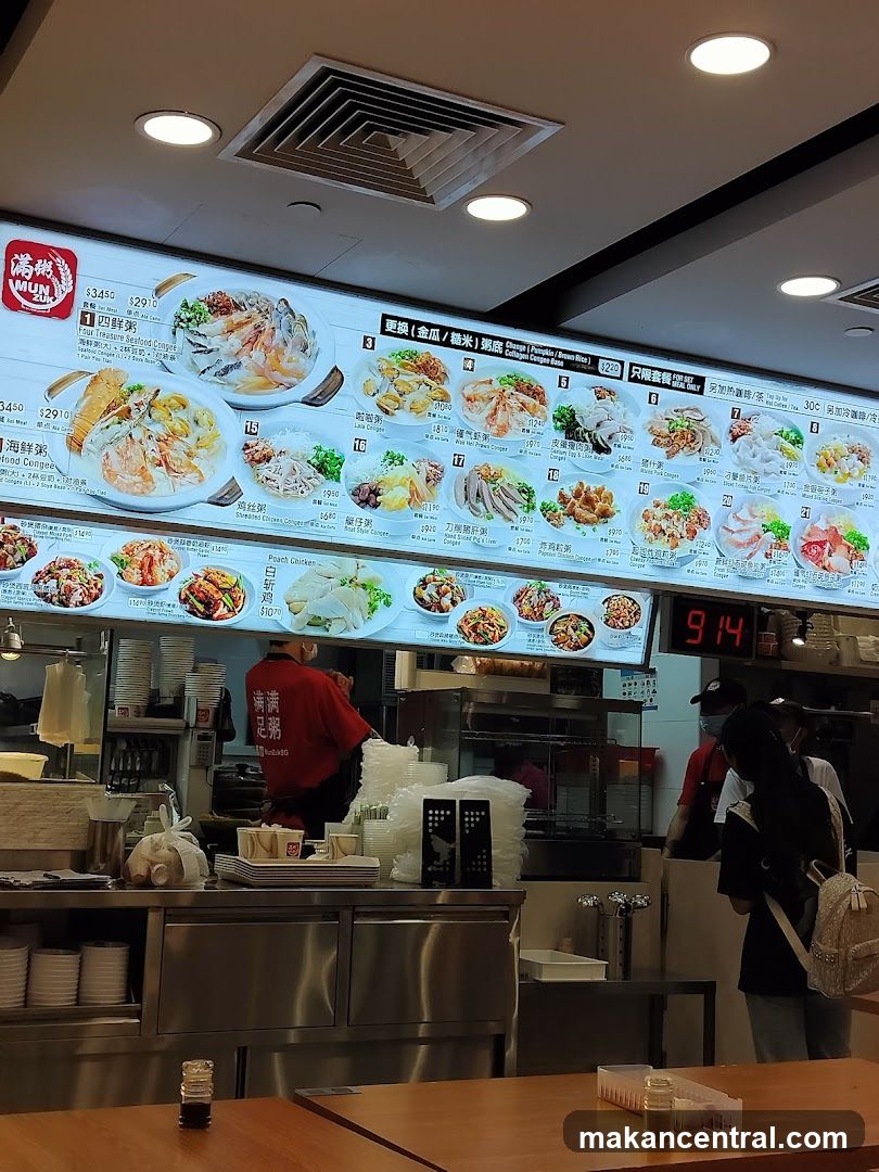 Restaurant interior with digital menu board