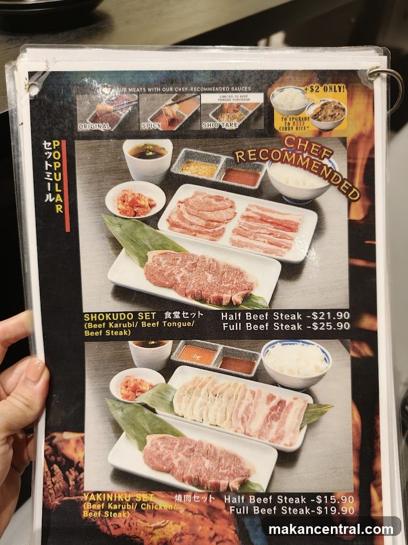Shokudo Set and Yakiniiku Set Menu