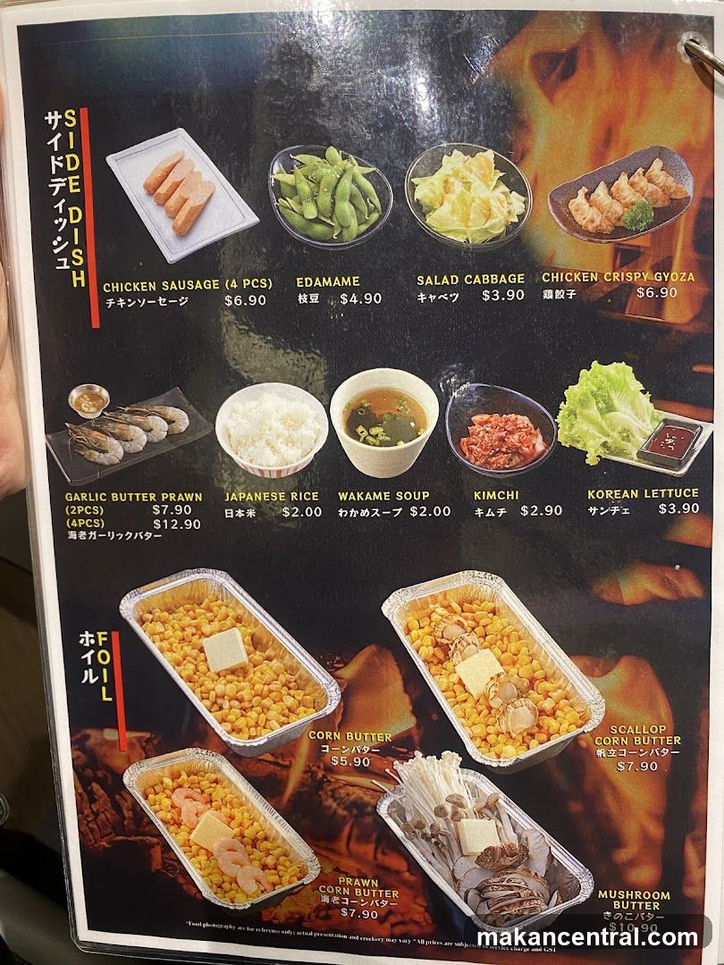 Side Dish and Foil Items Menu