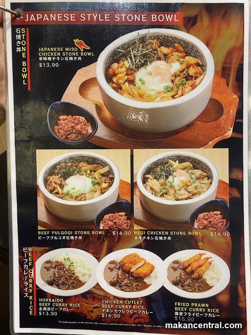 Japanese Style Stone Bowl Menu