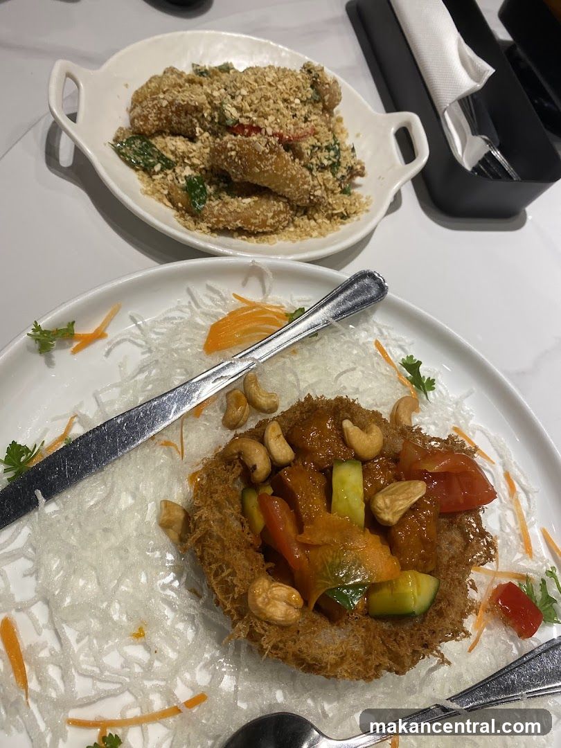 Dining Table with Two Plates of Food