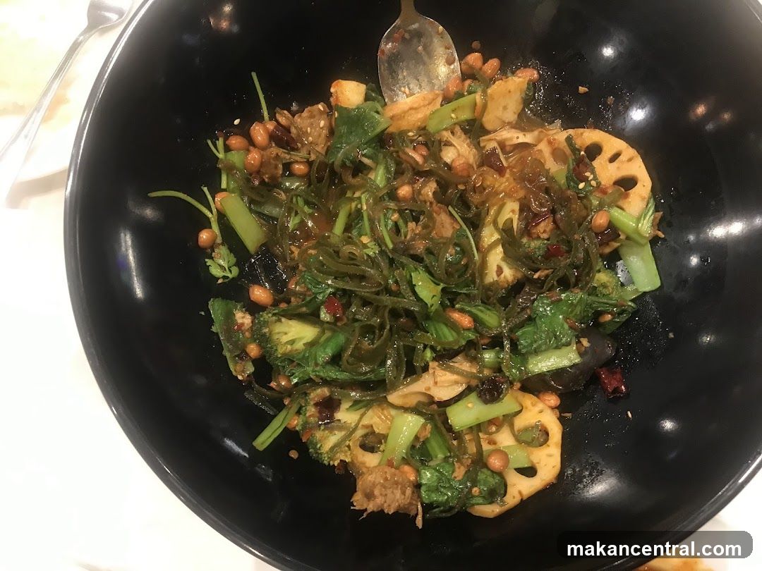 Food dish in black bowl