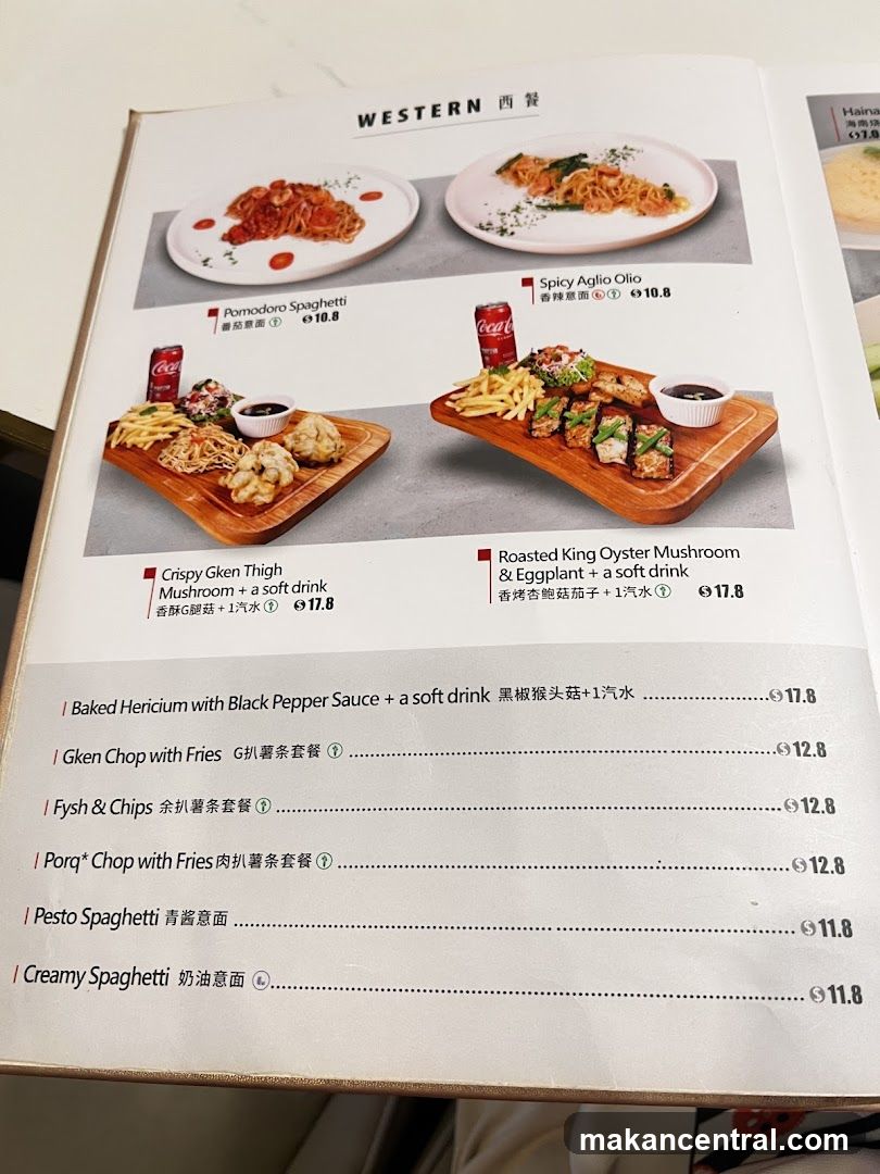 Western Section of Menu