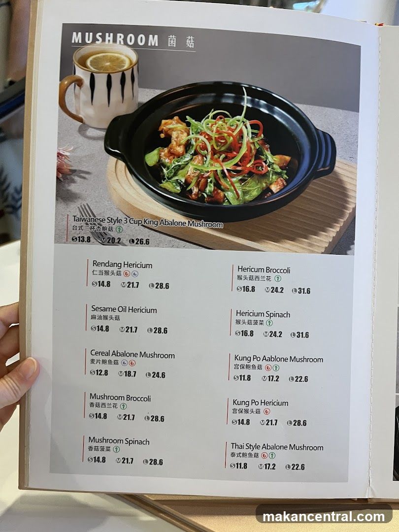 Mushroom Section of Menu