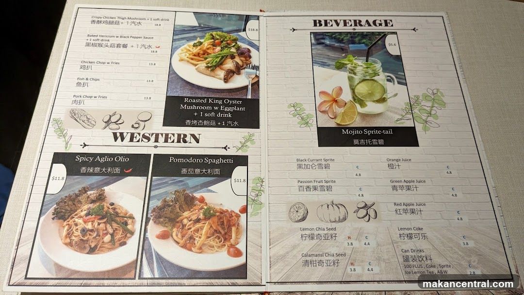 Western Cuisine Menu with Beverages