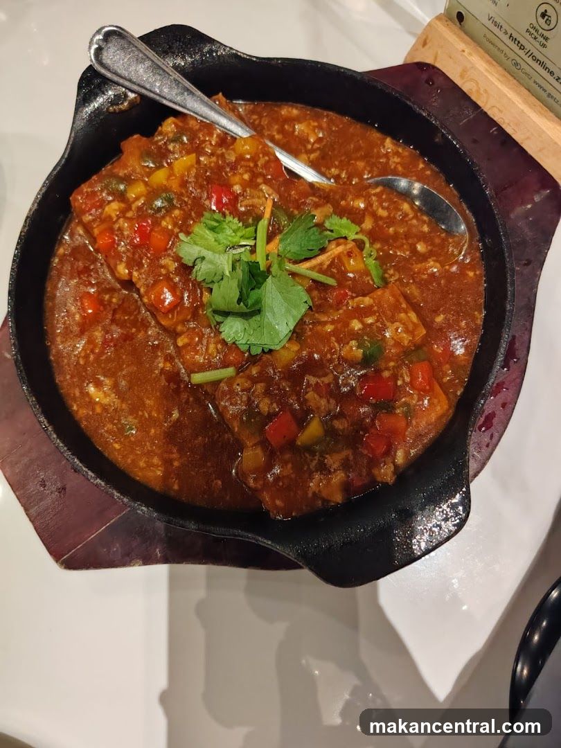 Food dish in cast iron skillet