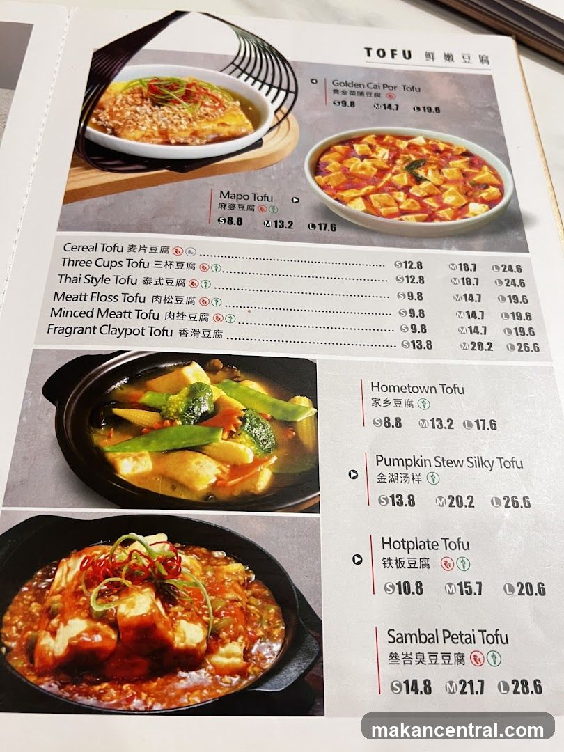 Tofu Menu Section