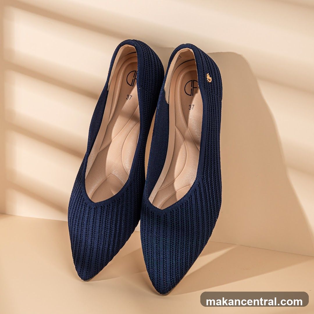 Blue Knit Flats