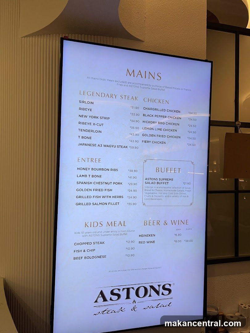 ASTONS Steak & Salad Menu
