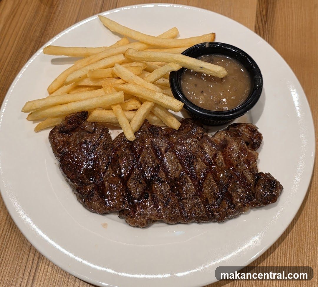 Grilled Steak with Fries and Sauce