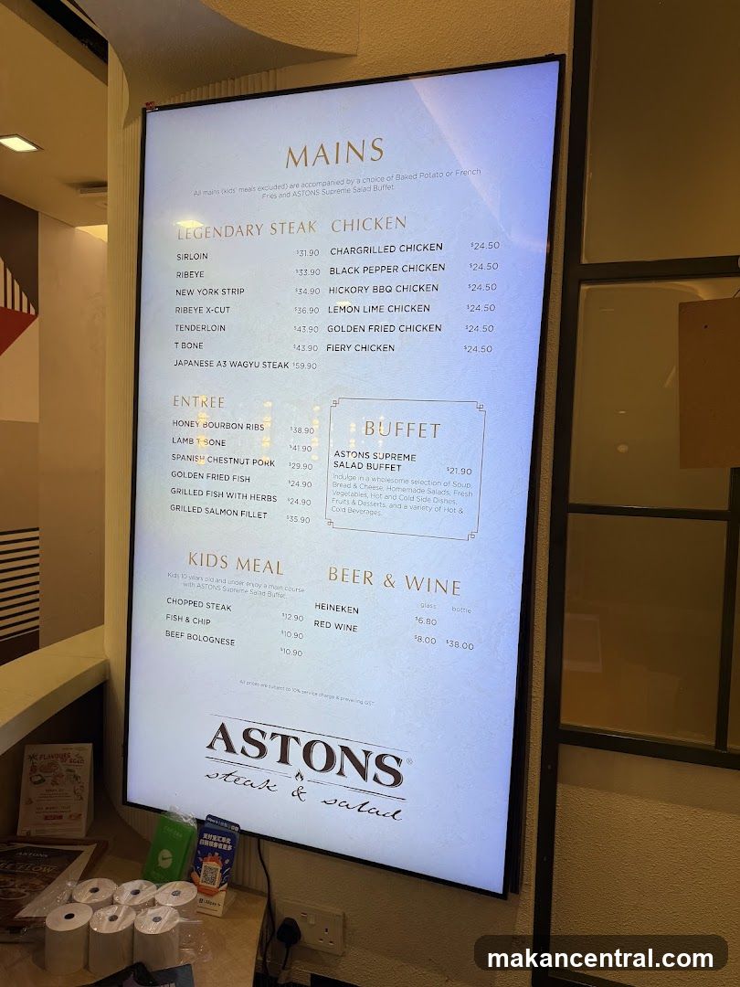 Aston's Steak & Salad Menu Board