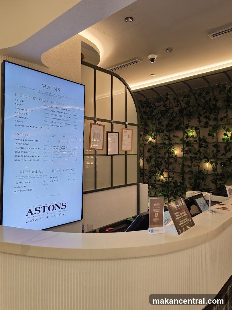 Astons Steak & Salad Menu Display