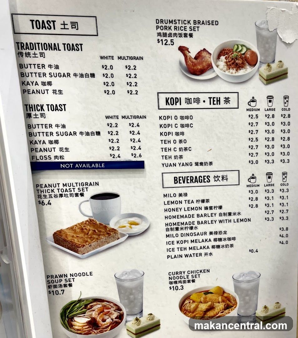 Menu Board at Toast Shop