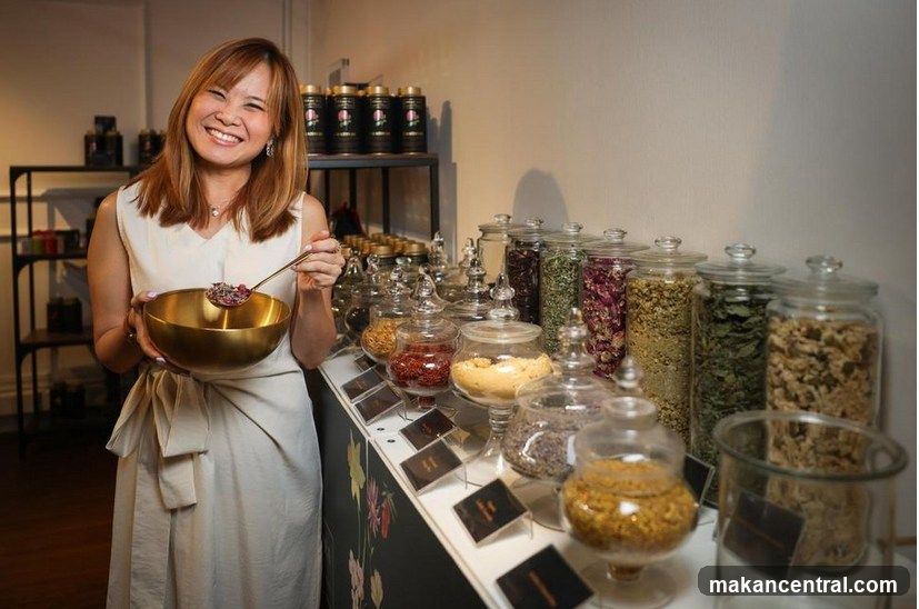 Woman in shop holding bowl
