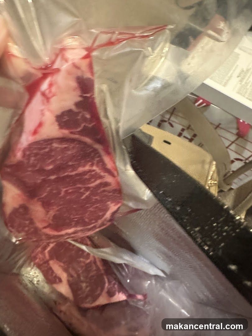 Raw meat in plastic bag