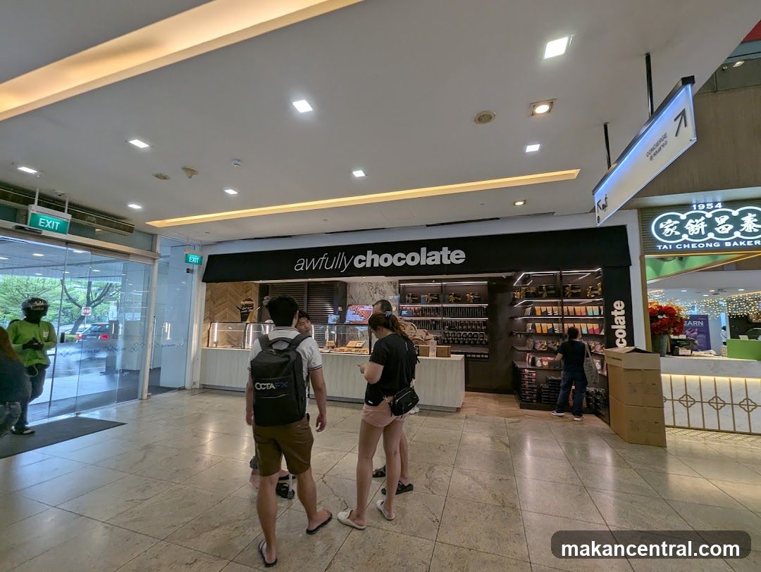 Inside shopping mall with chocolate store