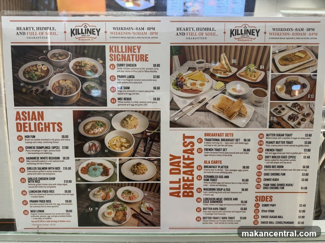 Killiney @ Square 2 Menu