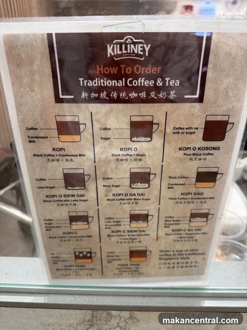 Killiney Traditional Coffee & Tea Menu