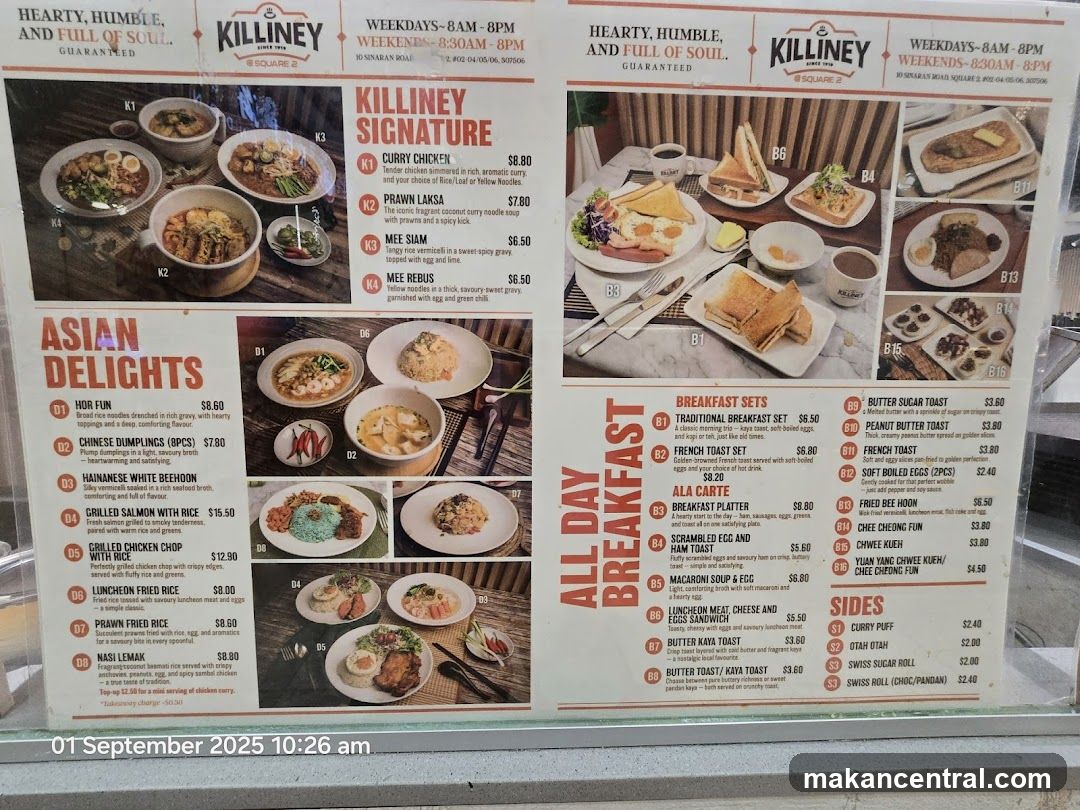 Killiney Square 2 Menu