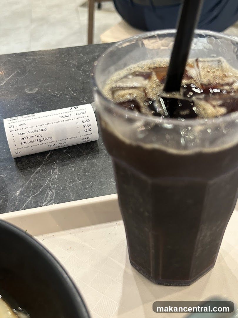 Dining Table with Beverage and Receipt