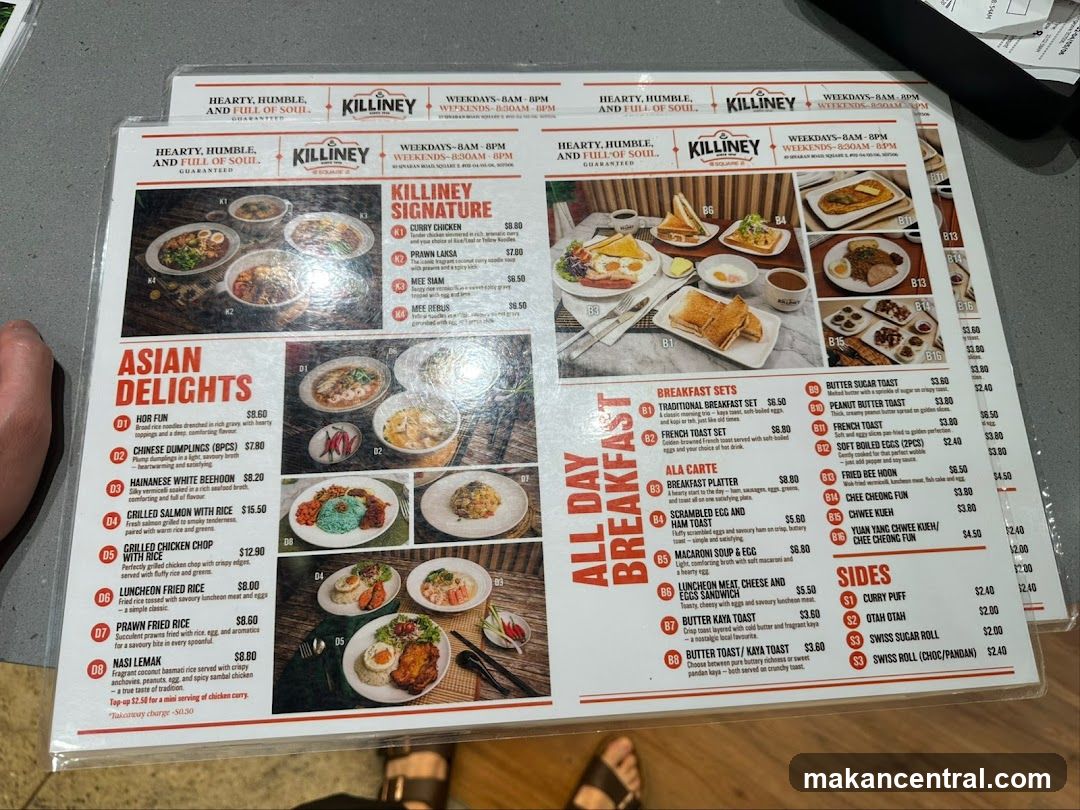 Killiney Menu