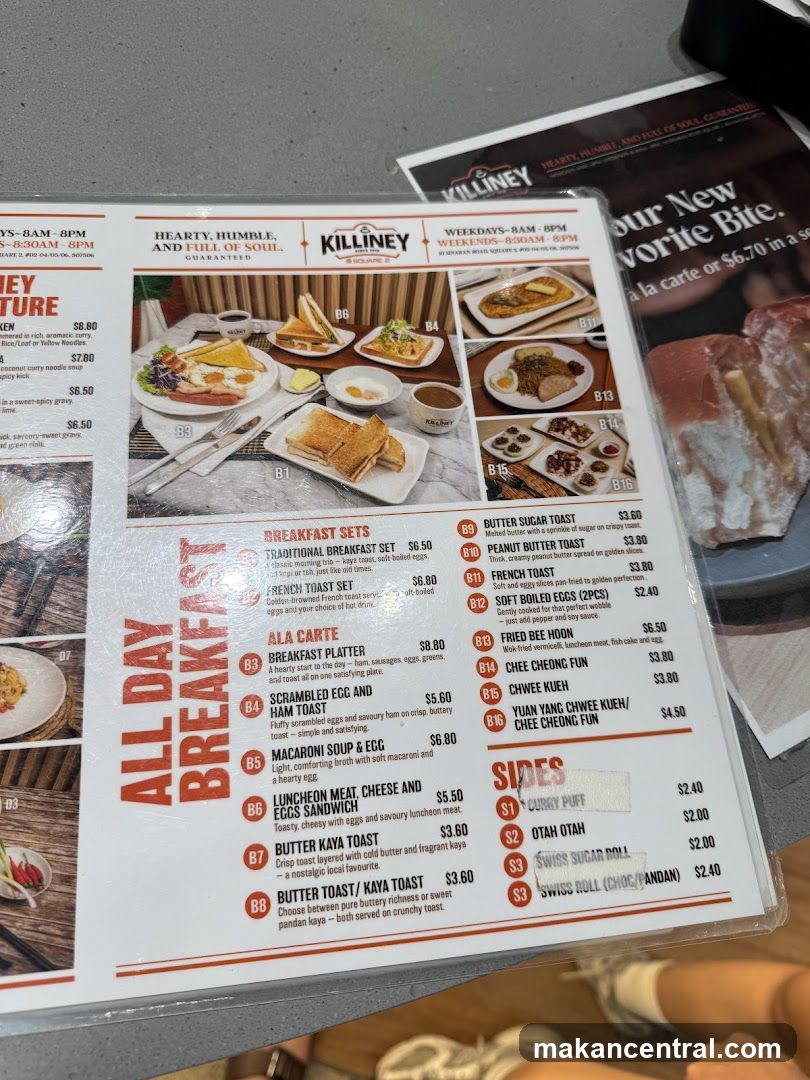 Killiney All Day Breakfast Menu