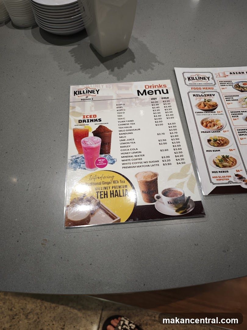 Killiney Drinks Menu and Food Menu