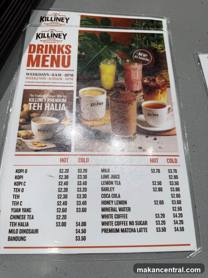 Killiney Drinks Menu