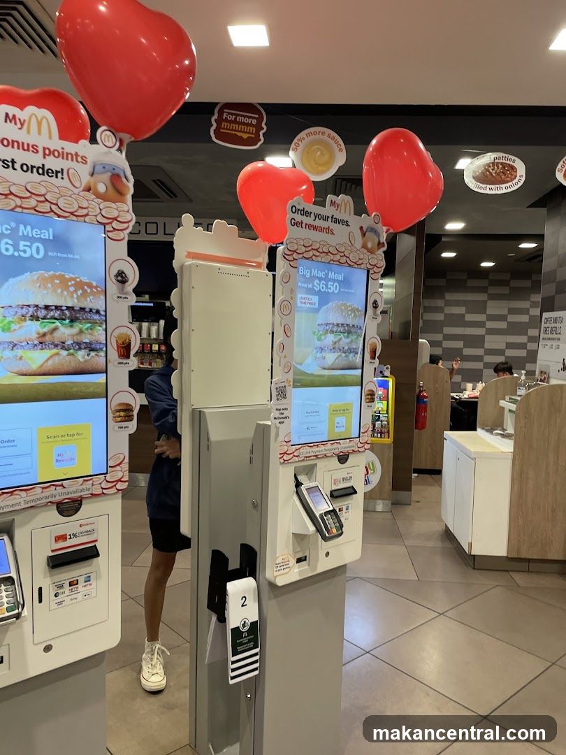 McDonald's interior with self-order kiosks