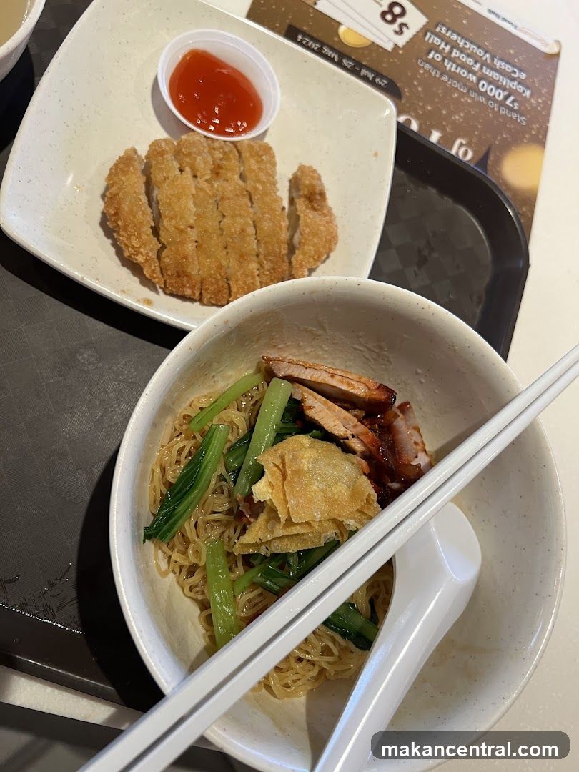 Food and promotional material at a restaurant