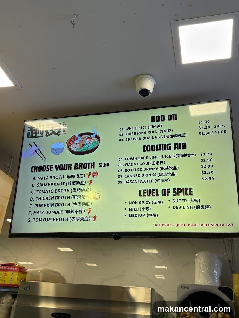 Talang Noodle Shop Menu Board