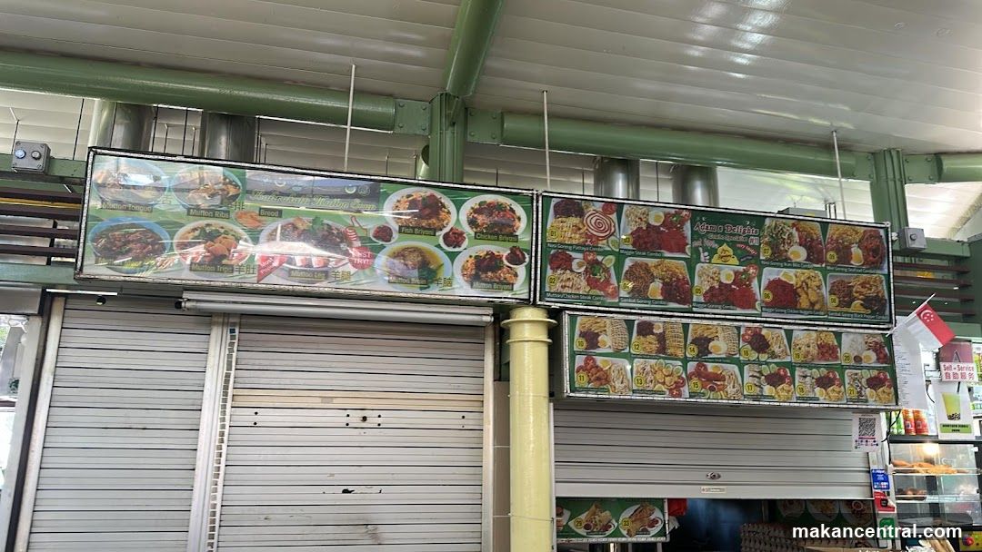Food stall with closed shutters