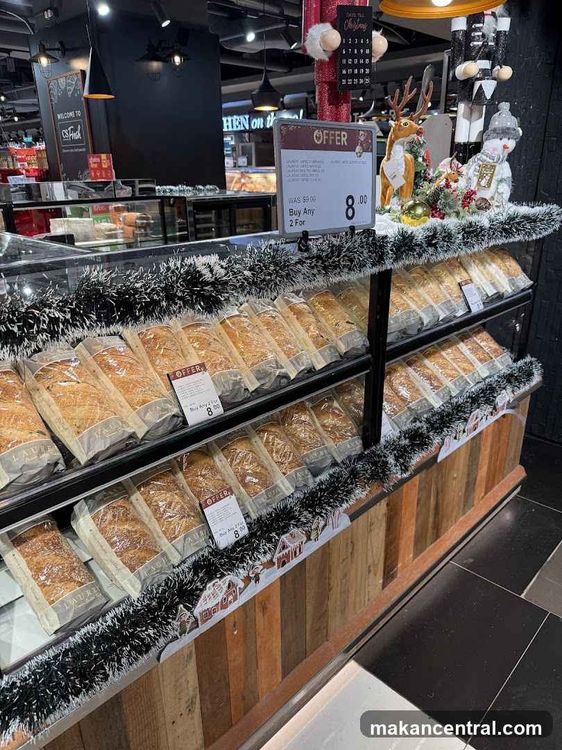 Bread Display with Christmas Decorations