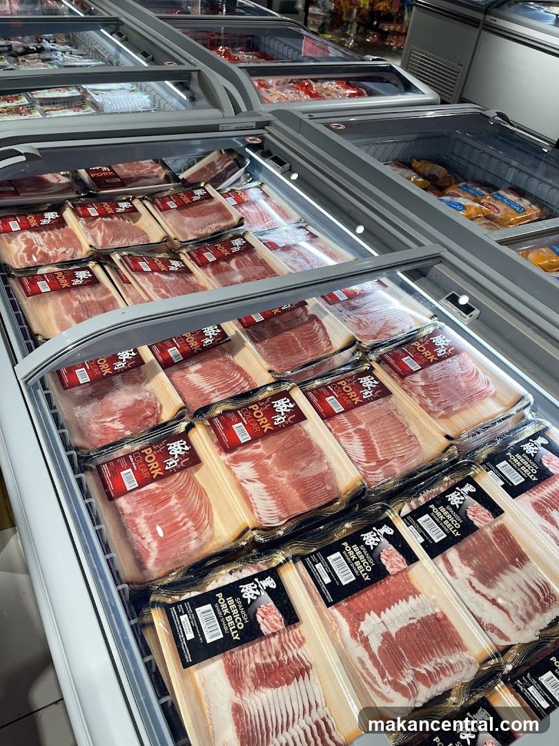Frozen meat display section