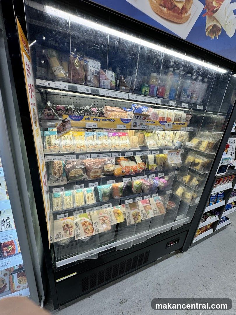 Refrigerated food display in store