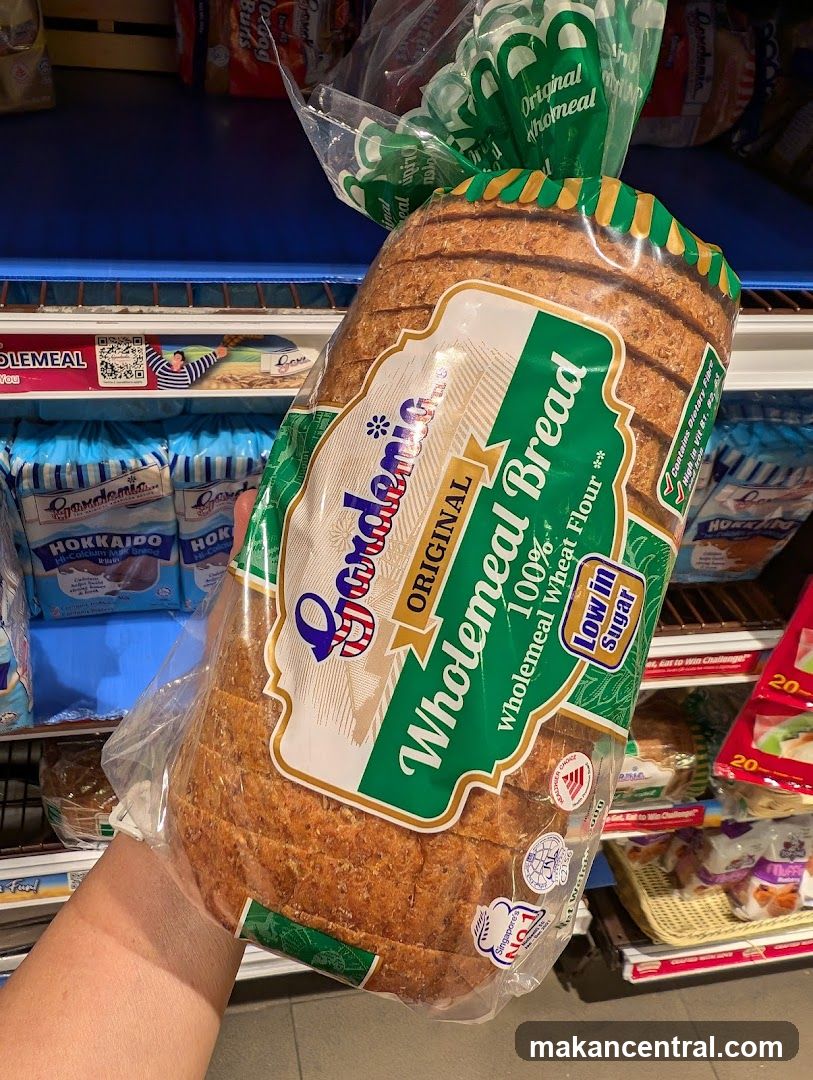 Bread in supermarket aisle