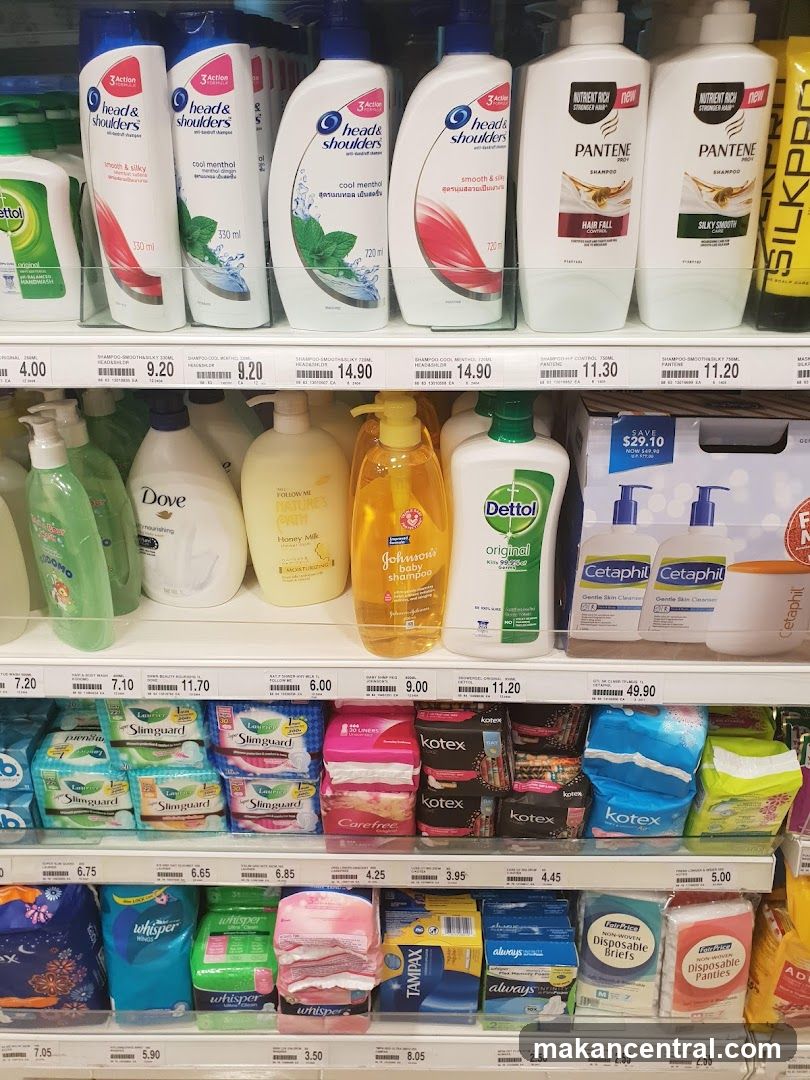 Store aisle with personal care products