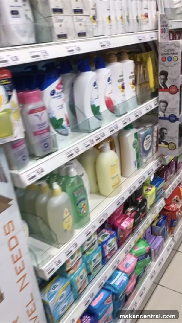 Store aisle with personal care products