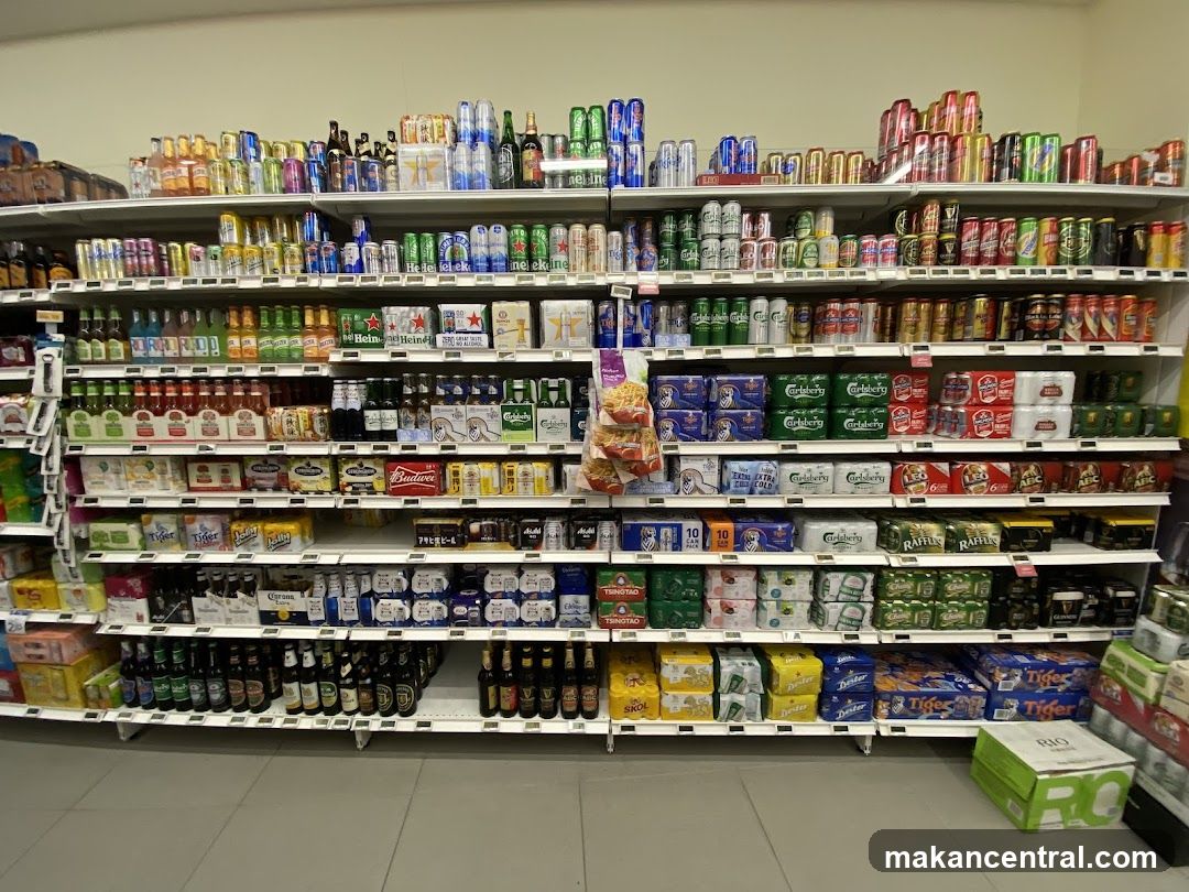 Beer aisle in supermarket