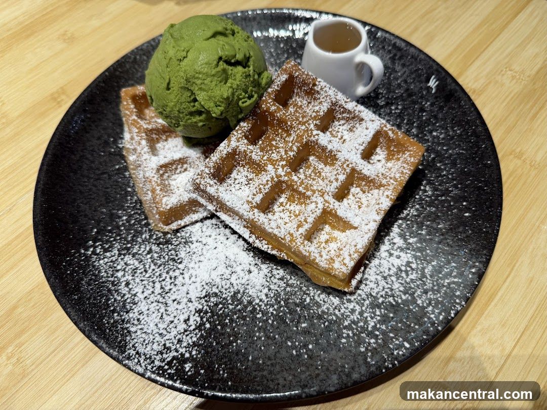 Waffle with Matcha Ice Cream