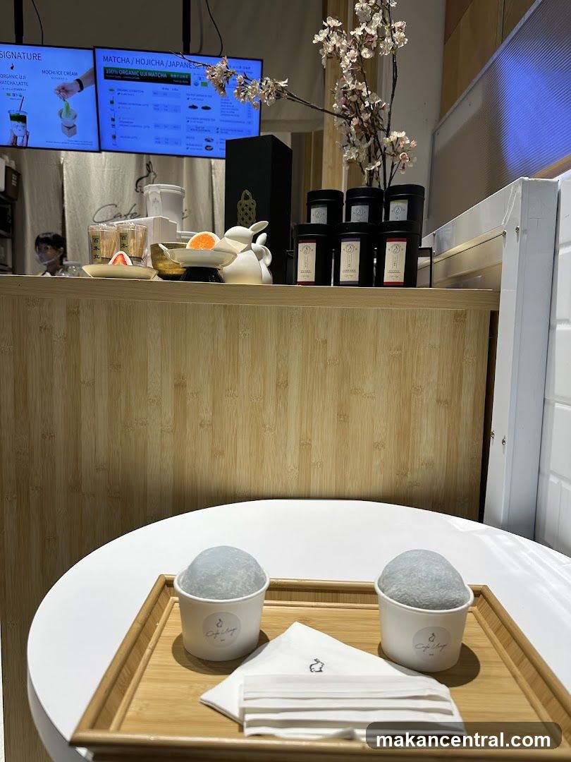 Café Interior with Matcha Ice Cream Display