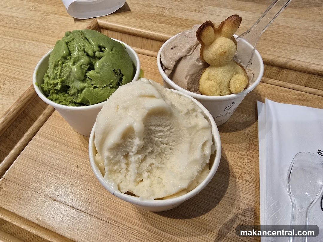 Ice Creams on Wooden Tray