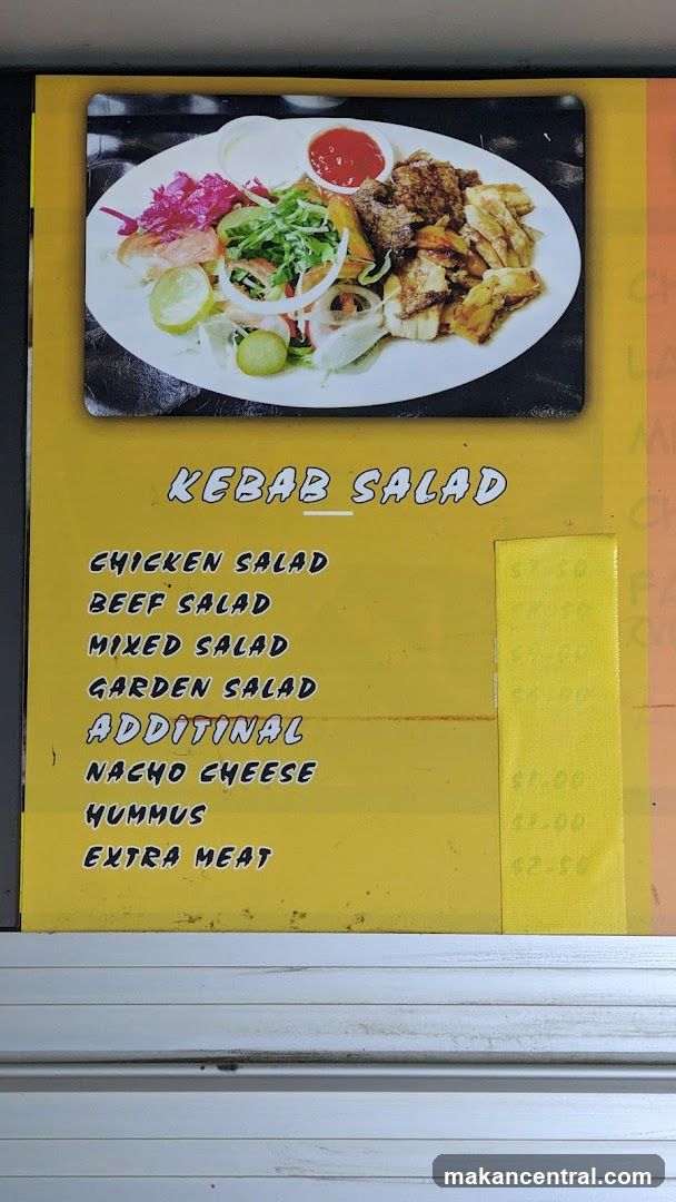 Kebab Salad Menu