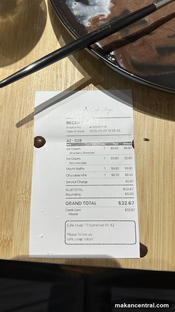 Cafe Usagi Receipt