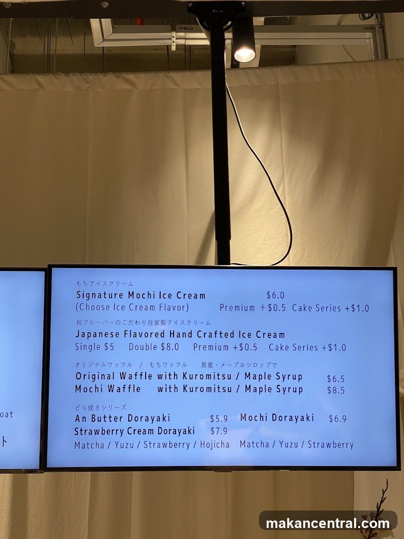 Mochi Ice Cream and Waffle Menu