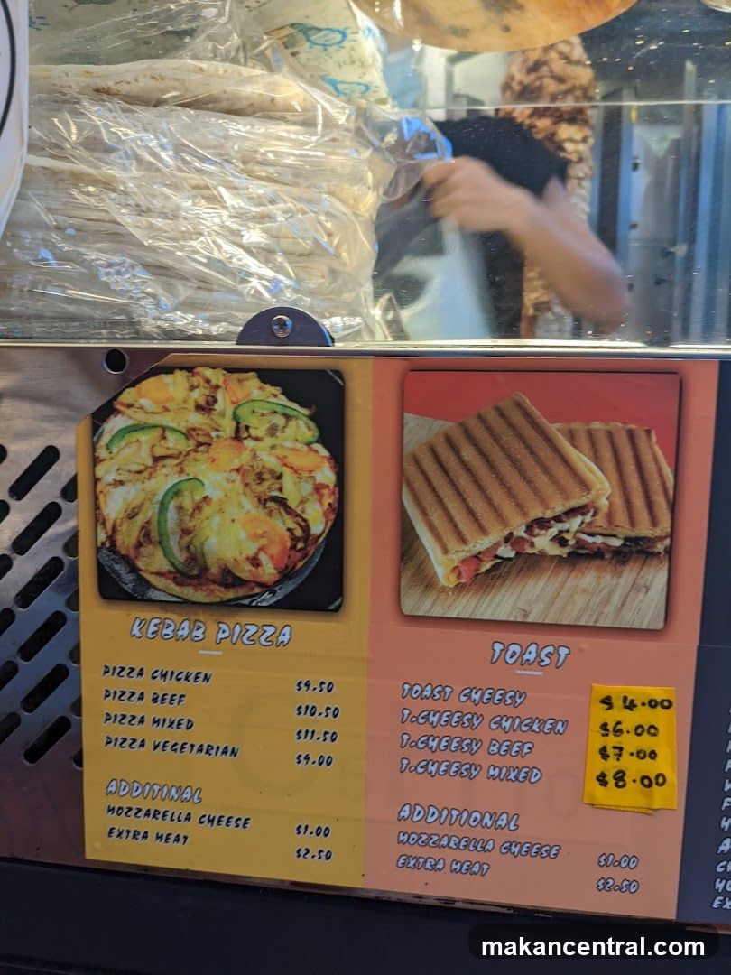 Kebab Pizza and Toast Menu