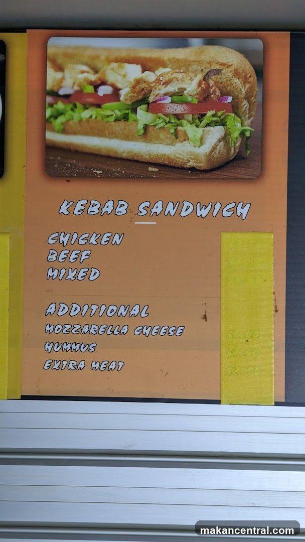 Kebab Sandwich Menu